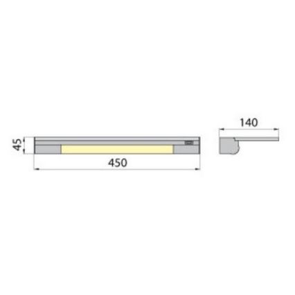 Iluminação de parede com prateleira APERA T5 G5/8W/230V 45 cm