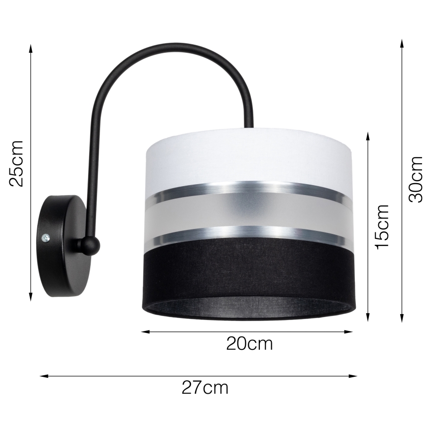 Iluminação de parede CORAL 1xE27/60W/230V preta/branca