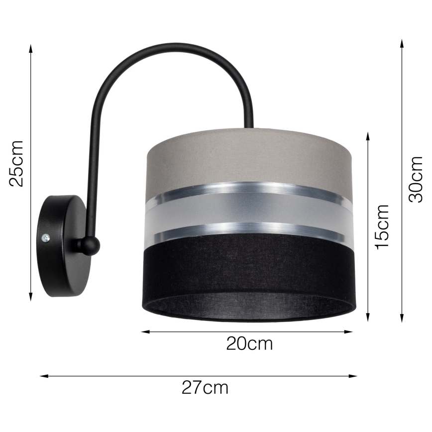 Iluminação de parede CORAL 1xE27/60W/230V preto/cinzento