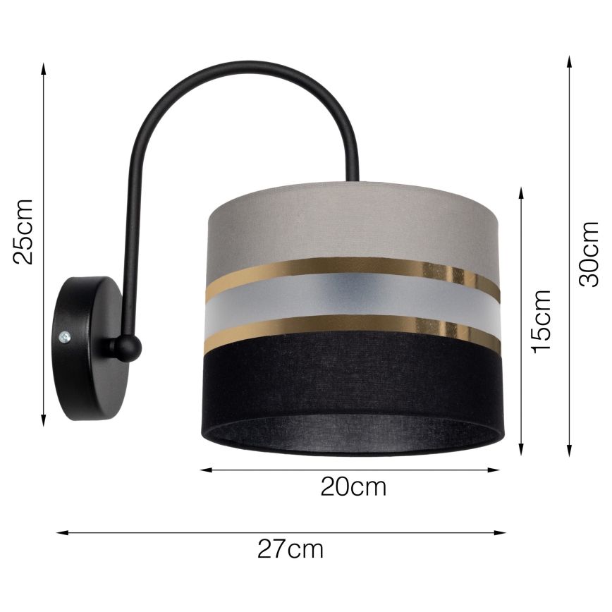 Iluminação de parede CORAL 1xE27/60W/230V preto/cinzento