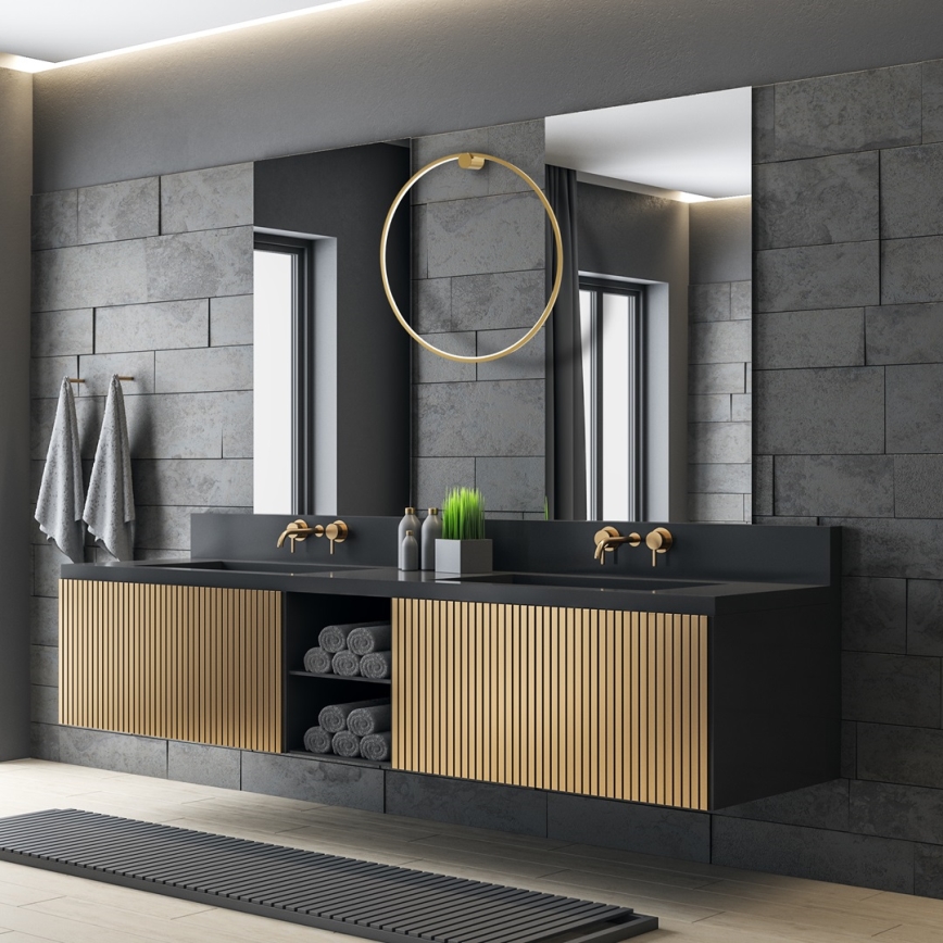 Iluminação de parede de casa de banho LED SATURNO LED/46W/230V IP44 dourada