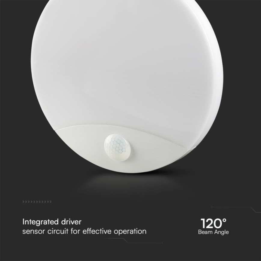 Iluminação de parede para casa de banho LED com sensor SAMSUNG CHIP LED/15W/230V 3000/4000/6000K IP44 branco