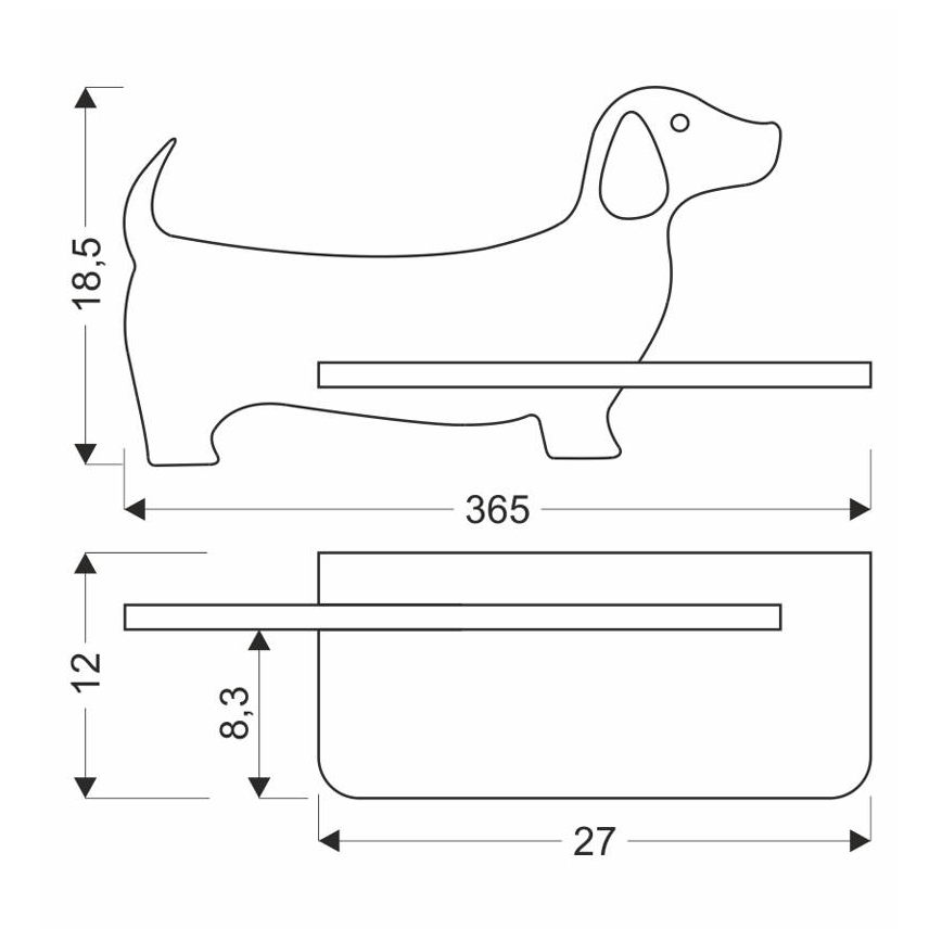 Iluminação de parede de criança LED com uma prateleira DOG LED/5W/230V preto/madeira