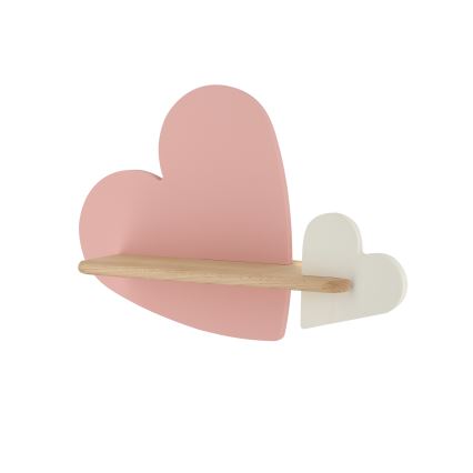 Iluminação de parede de criança LED com uma prateleira HEART LED/5W/230V rosa/branco/madeira