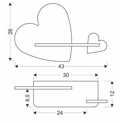 Iluminação de parede de criança LED com uma prateleira HEART LED/5W/230V rosa/branco/madeira