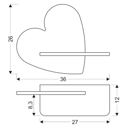Iluminação de parede de criança LED com uma prateleira HEART LED/5W/230V rosa/madeira