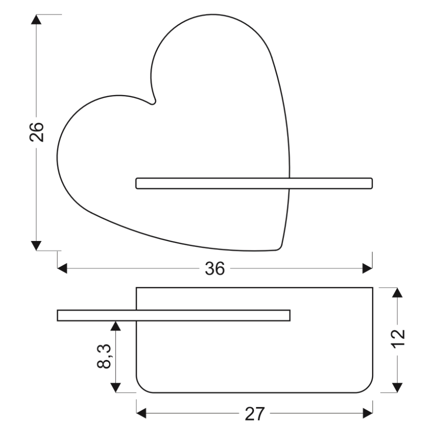 Iluminação de parede de criança LED com uma prateleira HEART LED/5W/230V rosa/madeira