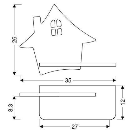 Iluminação de parede de criança LED com uma prateleira HOUSE LED/4W/230V cinzento/madeira