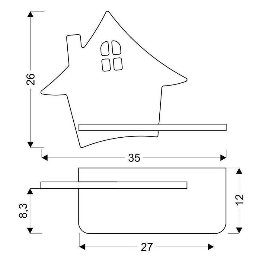 Iluminação de parede de criança LED com uma prateleira HOUSE LED/4W/230V cinzento/madeira
