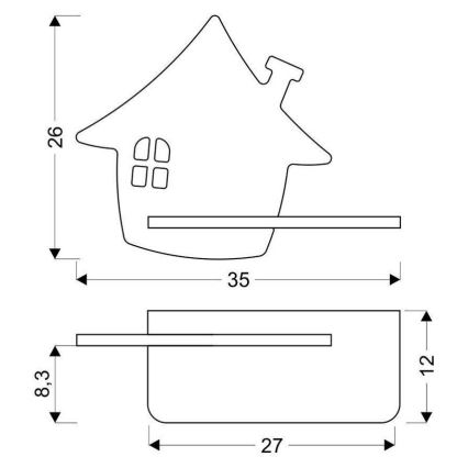 Iluminação de parede de criança LED com uma prateleira HOUSE LED/4W/230V verde/madeira