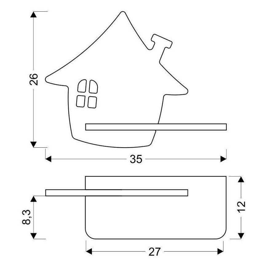 Iluminação de parede de criança LED com uma prateleira HOUSE LED/4W/230V verde/madeira