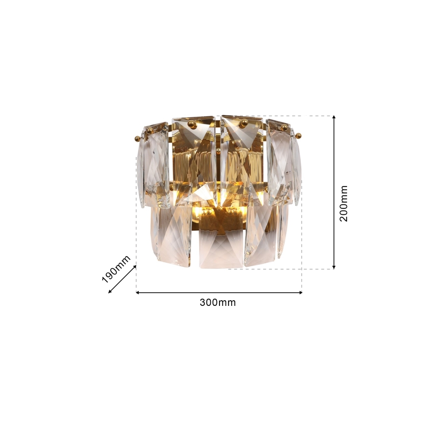 Iluminação de parede de cristal CHELSEA 2xE14/40W/230V dourada