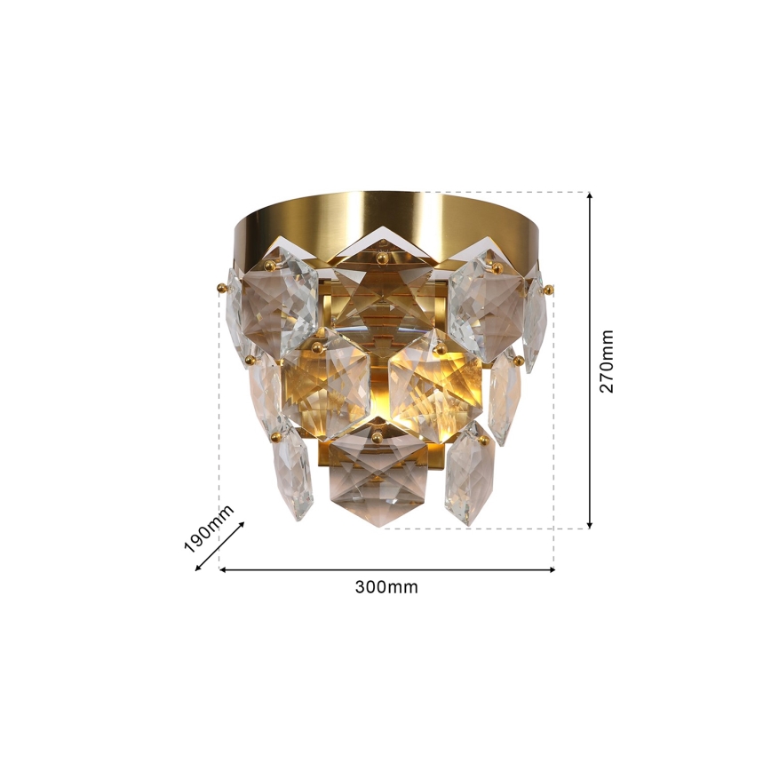 Iluminação de parede de cristal GRACE 2xE14/40W/230V dourada