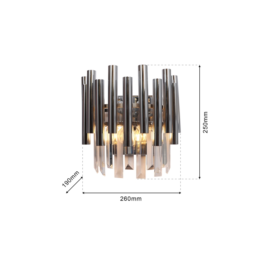 Iluminação de parede de cristal MADISON 2xE14/40W/230V cromado brilhante