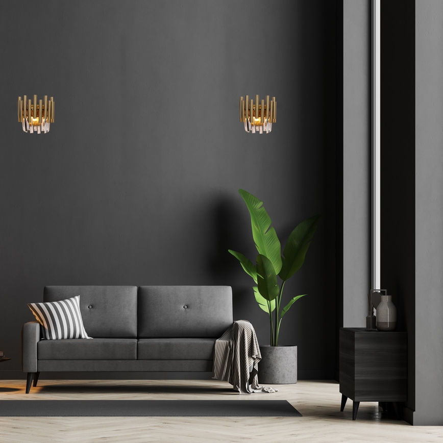 Iluminação de parede de cristal MADISON 2xE14/40W/230V dourada