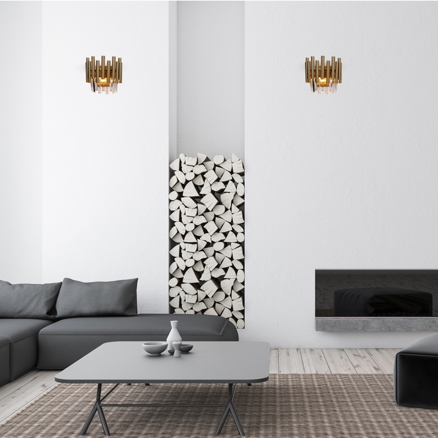 Iluminação de parede de cristal MADISON 2xE14/40W/230V dourada