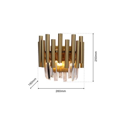 Iluminação de parede de cristal MADISON 2xE14/40W/230V dourada