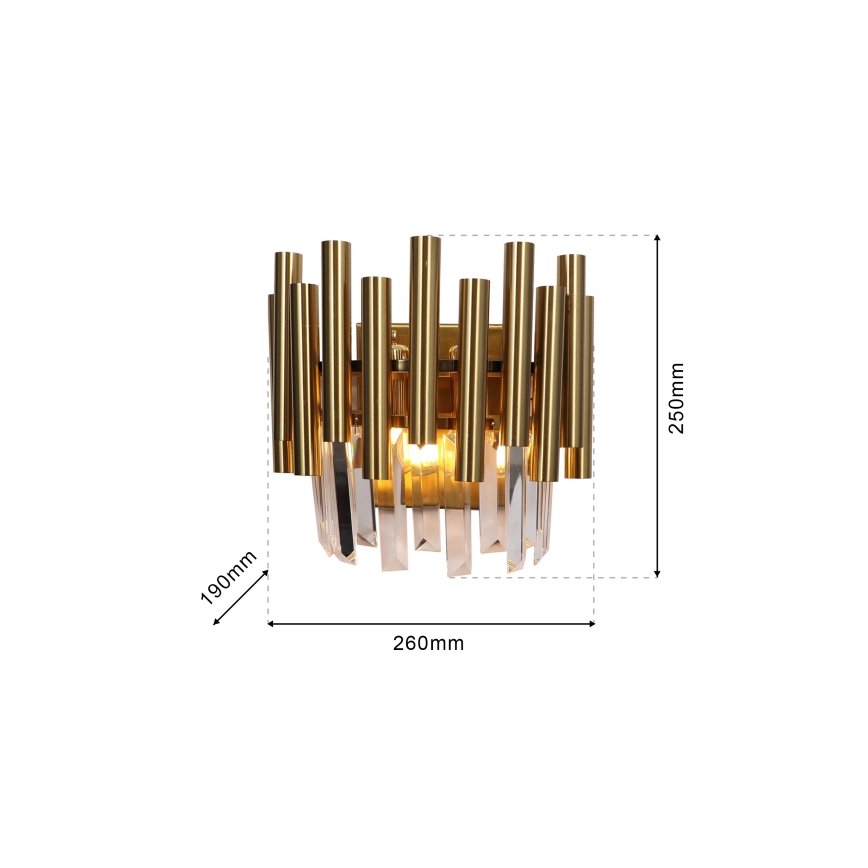 Iluminação de parede de cristal MADISON 2xE14/40W/230V dourada