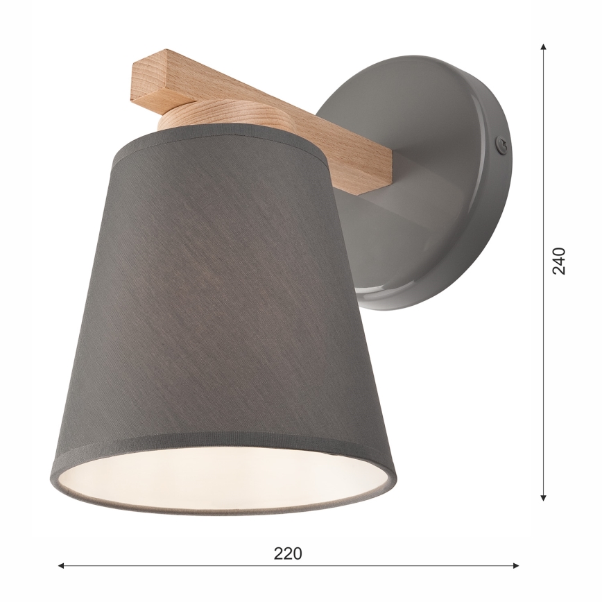 Iluminação de parede ELLIE 1xE27/60W/230V faia