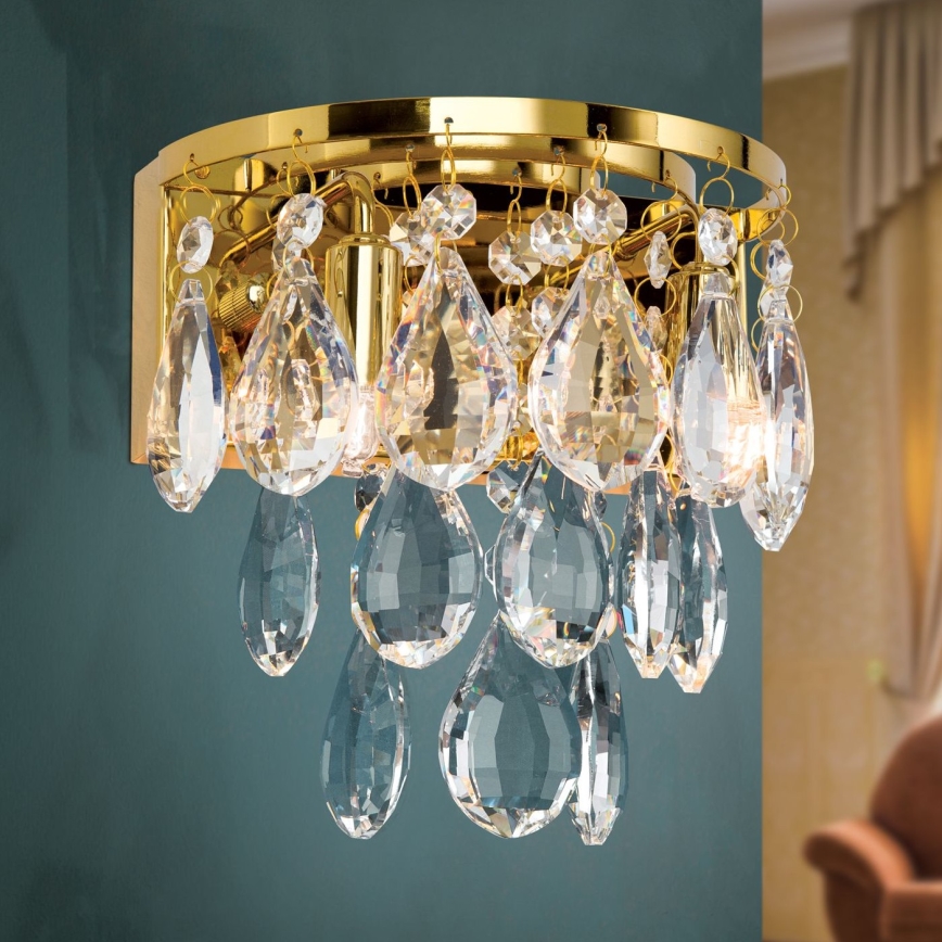 Iluminação de parede em cristal CELESTE 2xG9/40W/230V dourado