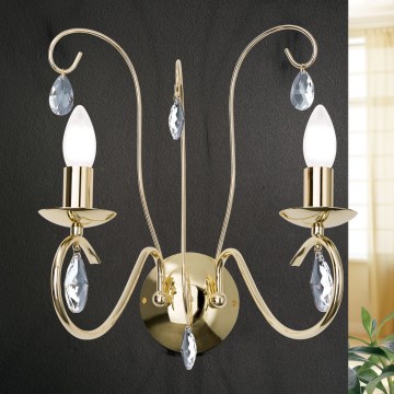 Iluminação de parede emcristal ALESSIA 2xE14/40W/230V dourado
