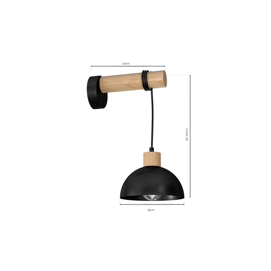 Iluminação de parede ERIK 1xE27/60W/230V bege/preta