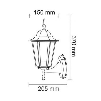 Iluminação de parede exterior 1xE27/20W/230V IP43 pátina