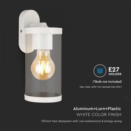 Iluminação de parede exterior 1xE27/60W/230V IP44 branco