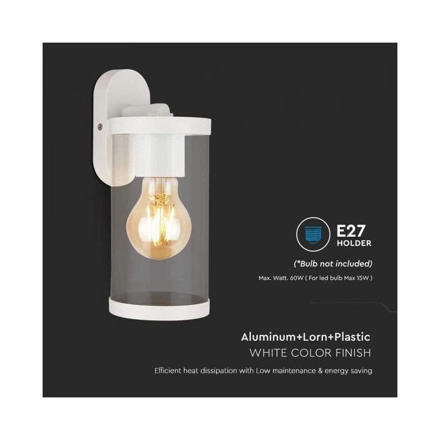 Iluminação de parede exterior 1xE27/60W/230V IP44 branco
