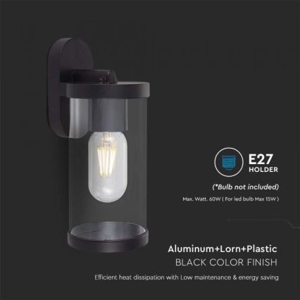 Iluminação de parede exterior 1xE27/60W/230V IP44 preto