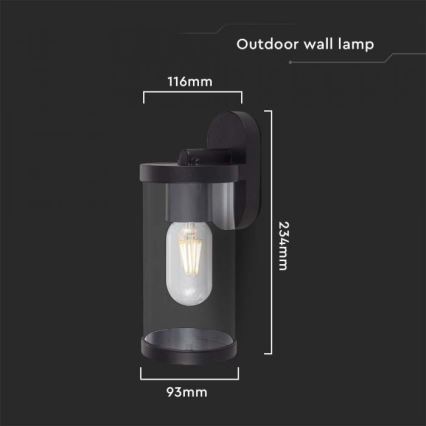 Iluminação de parede exterior 1xE27/60W/230V IP44 preto