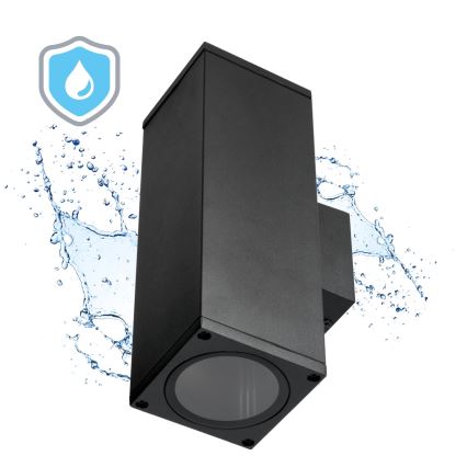 Iluminação de parede exterior 2xGU10/35W/230V IP54 angular preto