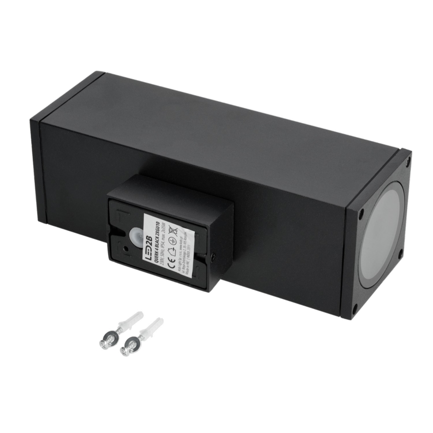 Iluminação de parede exterior 2xGU10/35W/230V IP54 angular preto