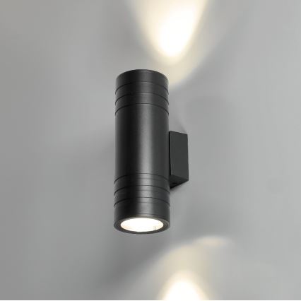 Iluminação de parede exterior 2xGU10/35W/230V IP54 redondo preto