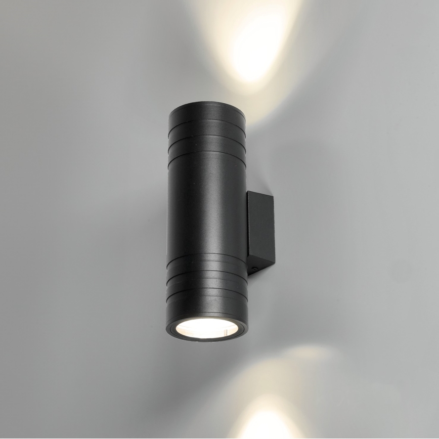 Iluminação de parede exterior 2xGU10/35W/230V IP54 redondo preto