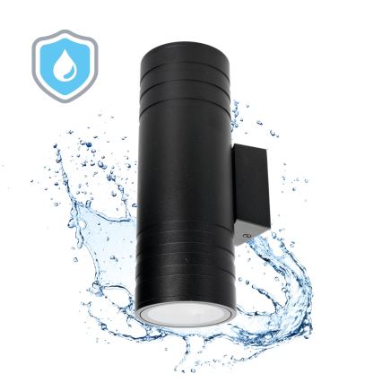 Iluminação de parede exterior 2xGU10/35W/230V IP54 redondo preto