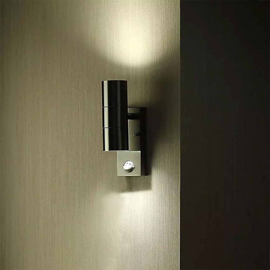 Iluminação de parede exterior com sensor 2xGU10/35W/230V IP44