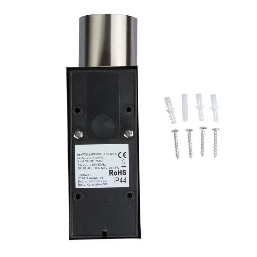 Iluminação de parede exterior com sensor 2xGU10/35W/230V IP44