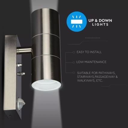 Iluminação de parede exterior com sensor 2xGU10/35W/230V IP44