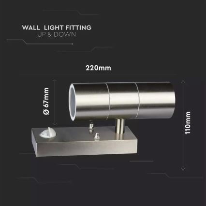 Iluminação de parede exterior com sensor 2xGU10/35W/230V IP44