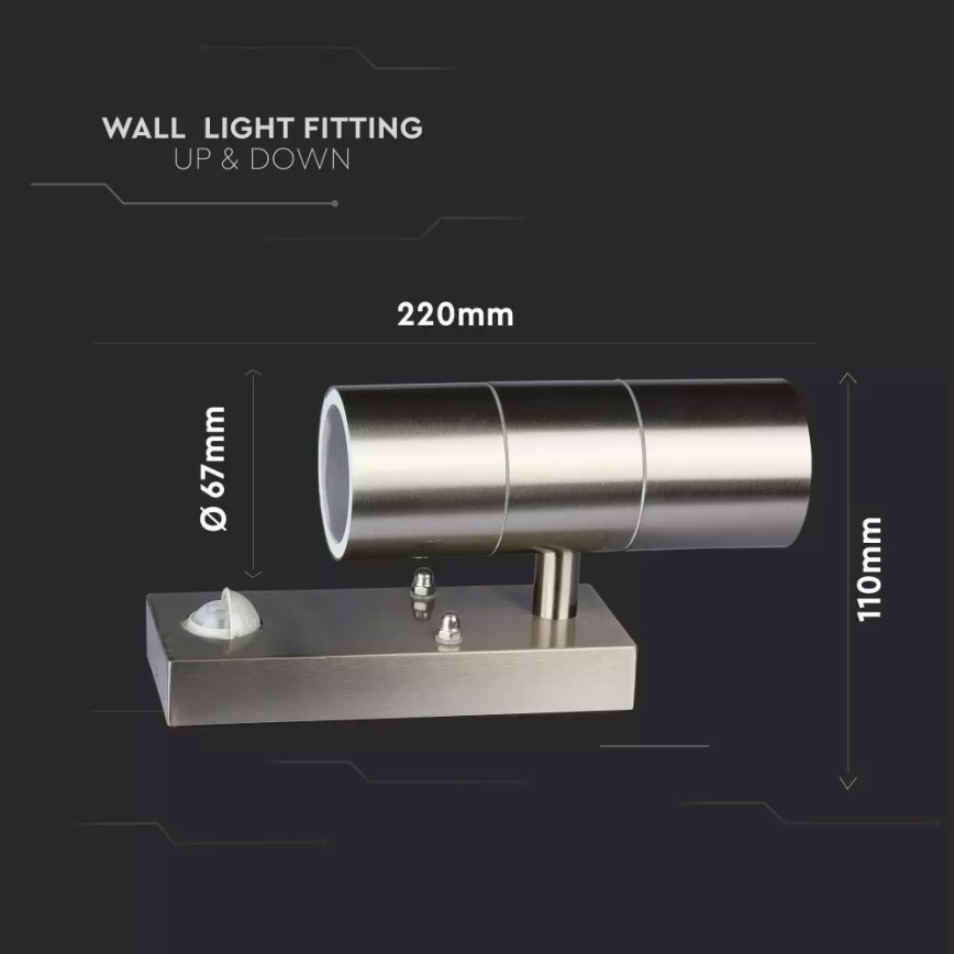 Iluminação de parede exterior com sensor 2xGU10/35W/230V IP44
