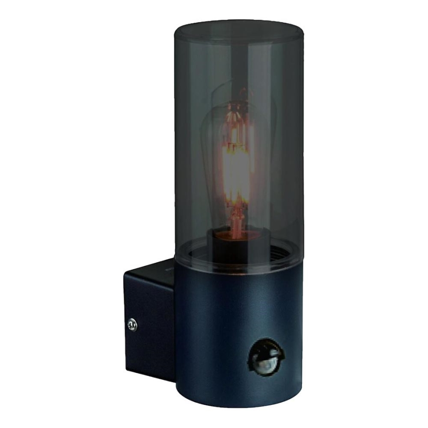 Iluminação de parede exterior com um sensor de moviment HARLEM 1xE27/60W/230V IP44 preto