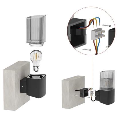 Iluminação de parede exterior LANA 1xE27/25W/230V IP54