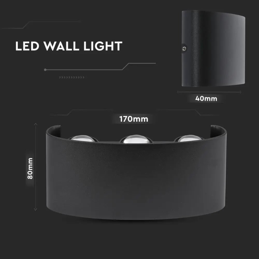 Iluminação de parede exterior LED 3xLED/6W/230V IP54 4000K preta