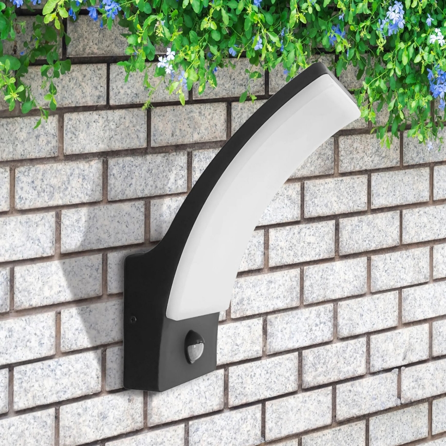 Iluminação de parede LED exterior com sensor AMY LED/12W/230V IP44 preto