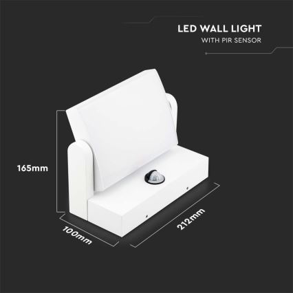 Iluminação de parede exterior LED com sensor LED/17W/230V 3000K IP65 branco