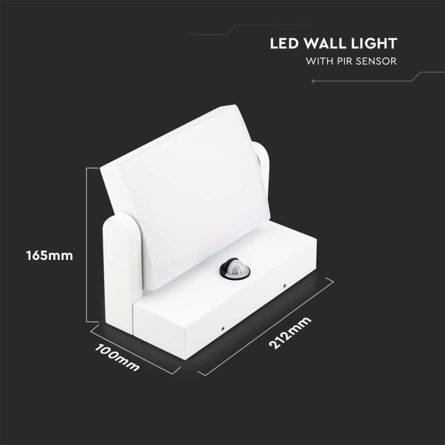 Iluminação de parede exterior LED com sensor LED/17W/230V 3000K IP65 branco