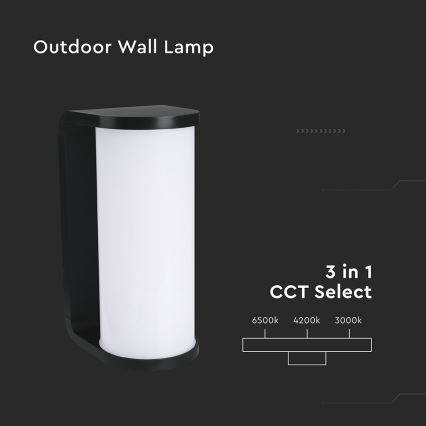 Iluminação de parede exterior LED LED/12W/230V 3000/4200/6500K IP65 preto