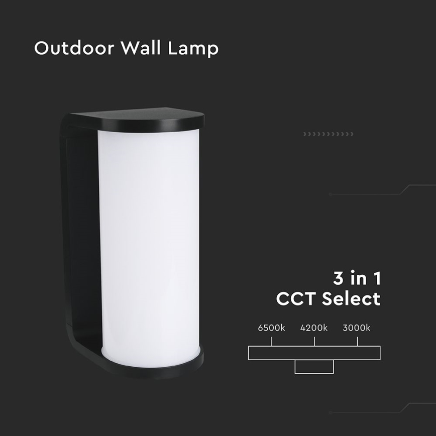 Iluminação de parede exterior LED LED/12W/230V 3000/4200/6500K IP65 preto