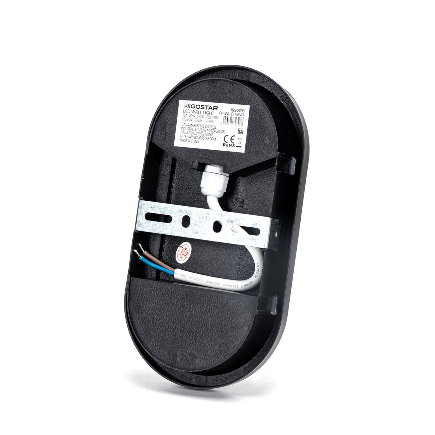 Iluminação de parede exterior LED LED/15W/230V 6500K preto IP65